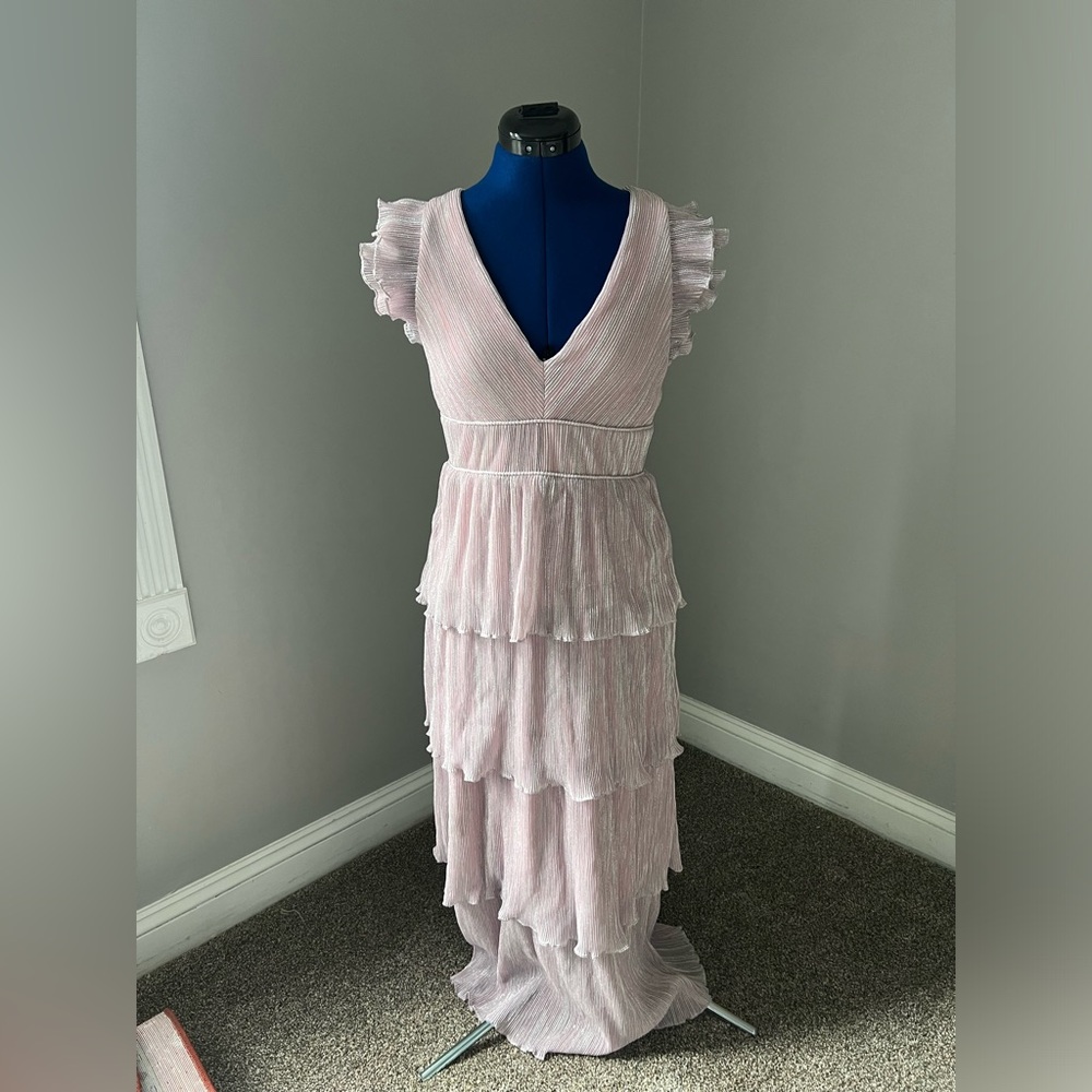 NWOT Anthropologie SAYLOR Soft Pink Layered Maxi Dress